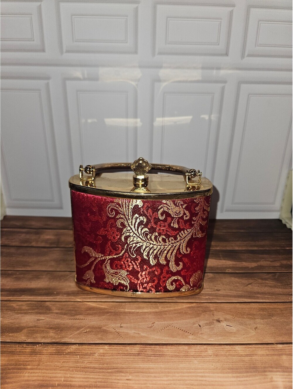 Vintage Red and Gold Floral Evening Clutch Bag